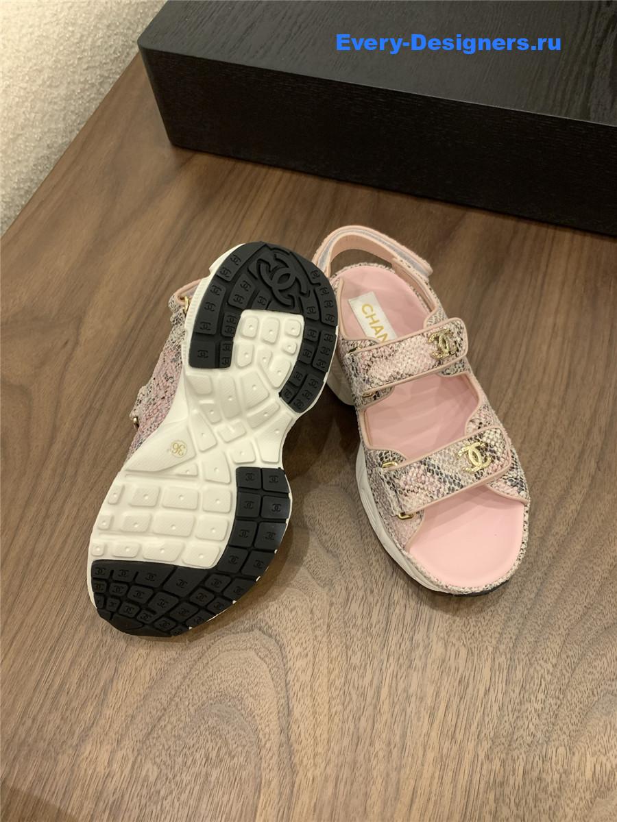Ch**el pink snake skin platform sandals