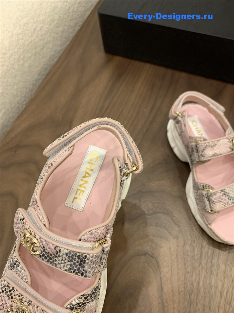 Ch**el pink snake skin platform sandals