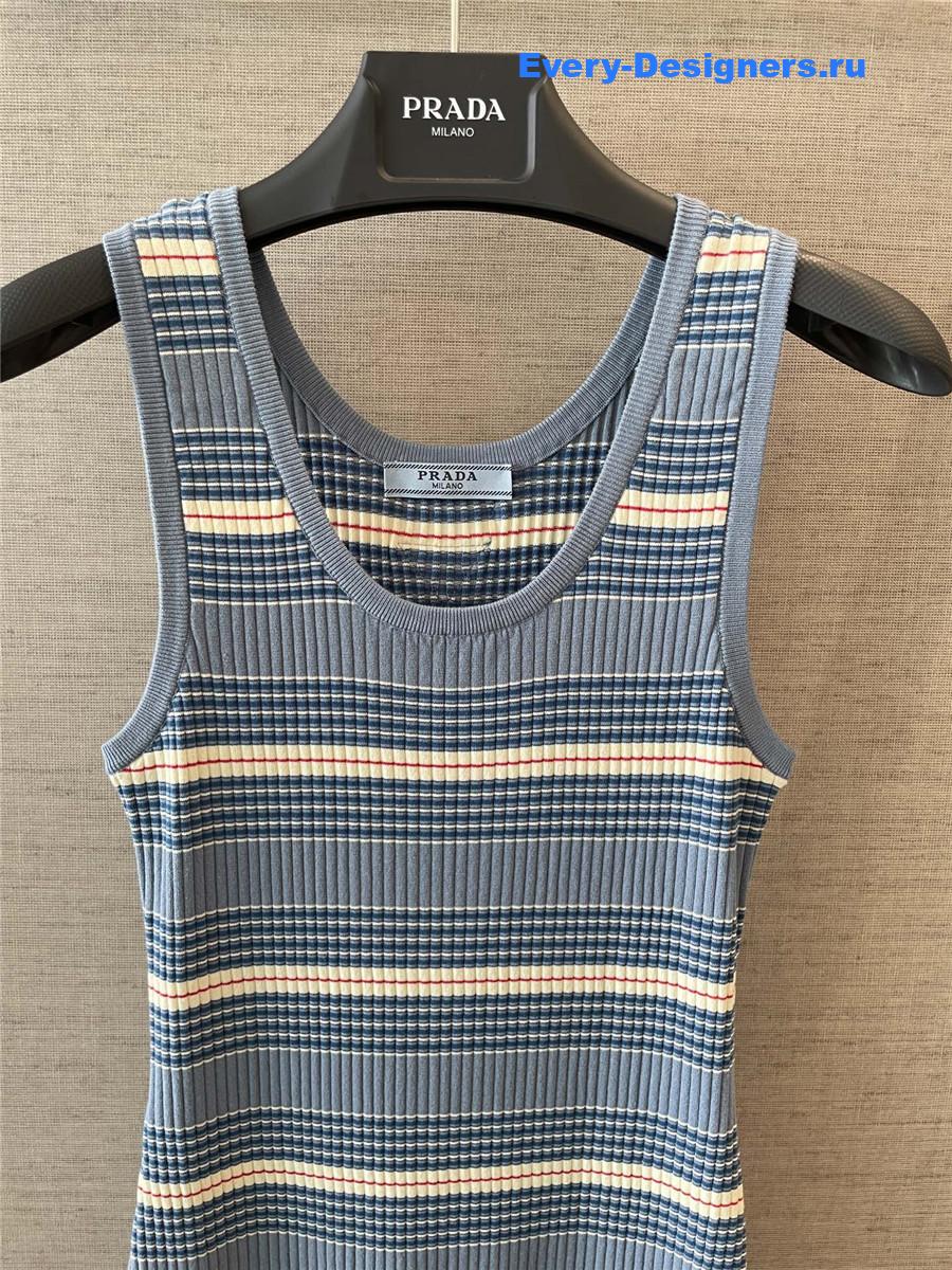 Pra*a periwinkle blue striped cotton dress