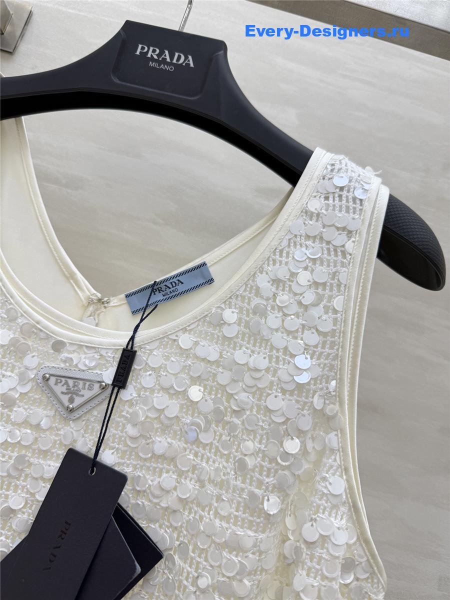 Pra*a white sequined vest dress