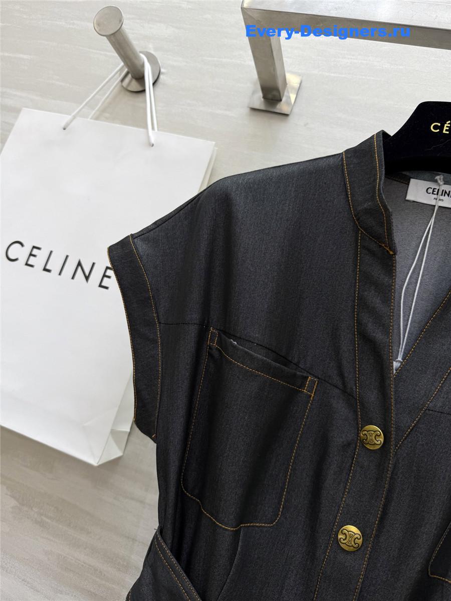 Ce1i*e tencel denim v-neck dress