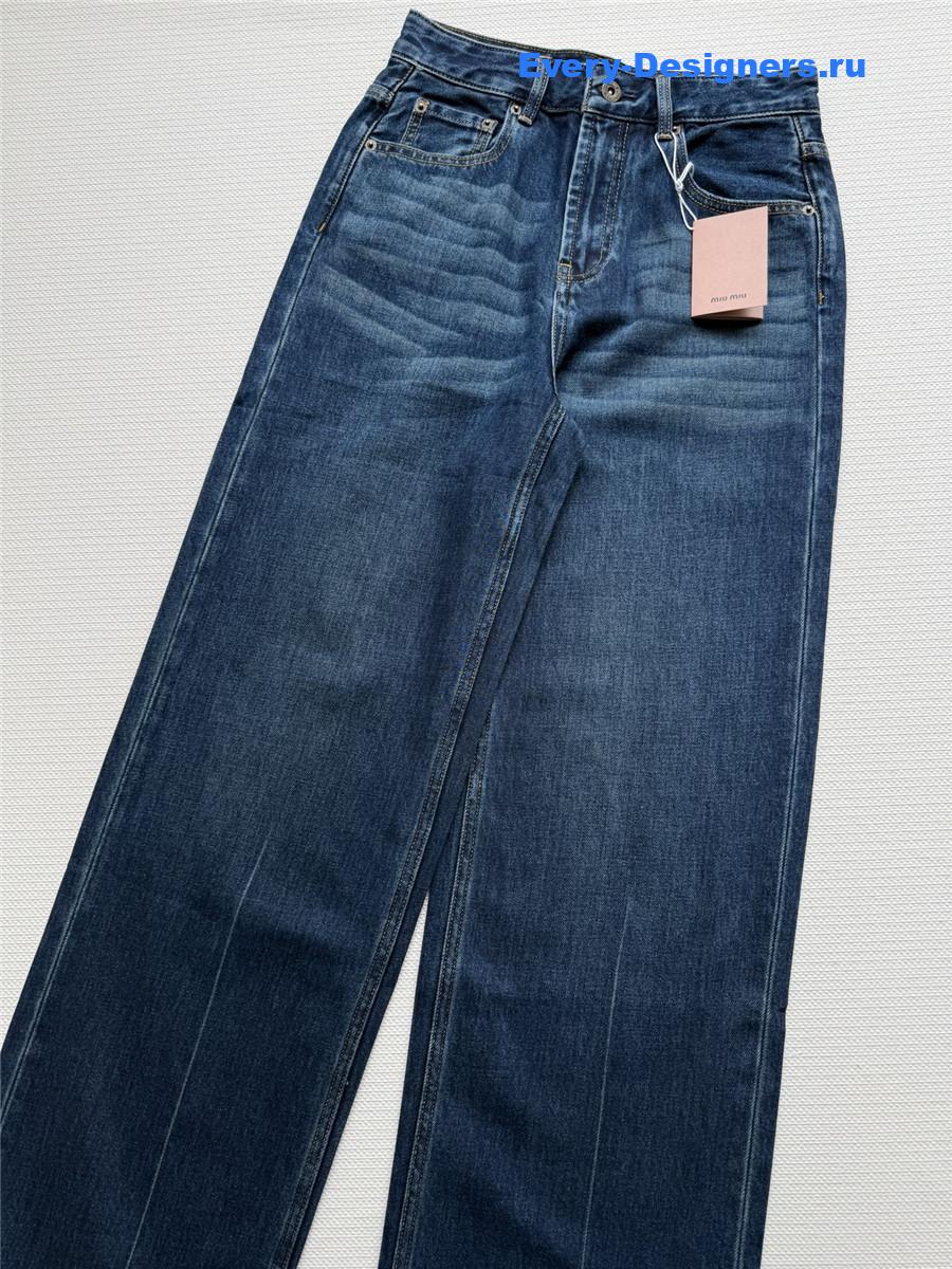Miu Miu Washed Jeans with Embroidered Logo