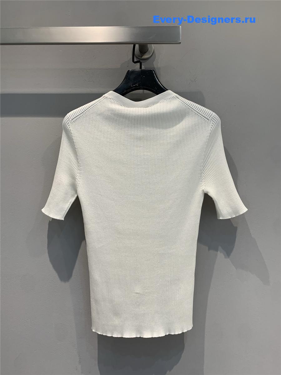 F**di white hollow letter knit top