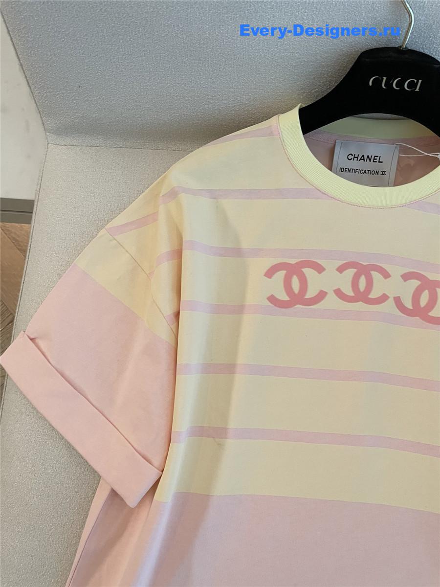 Ch**el cc logo striped cotton top