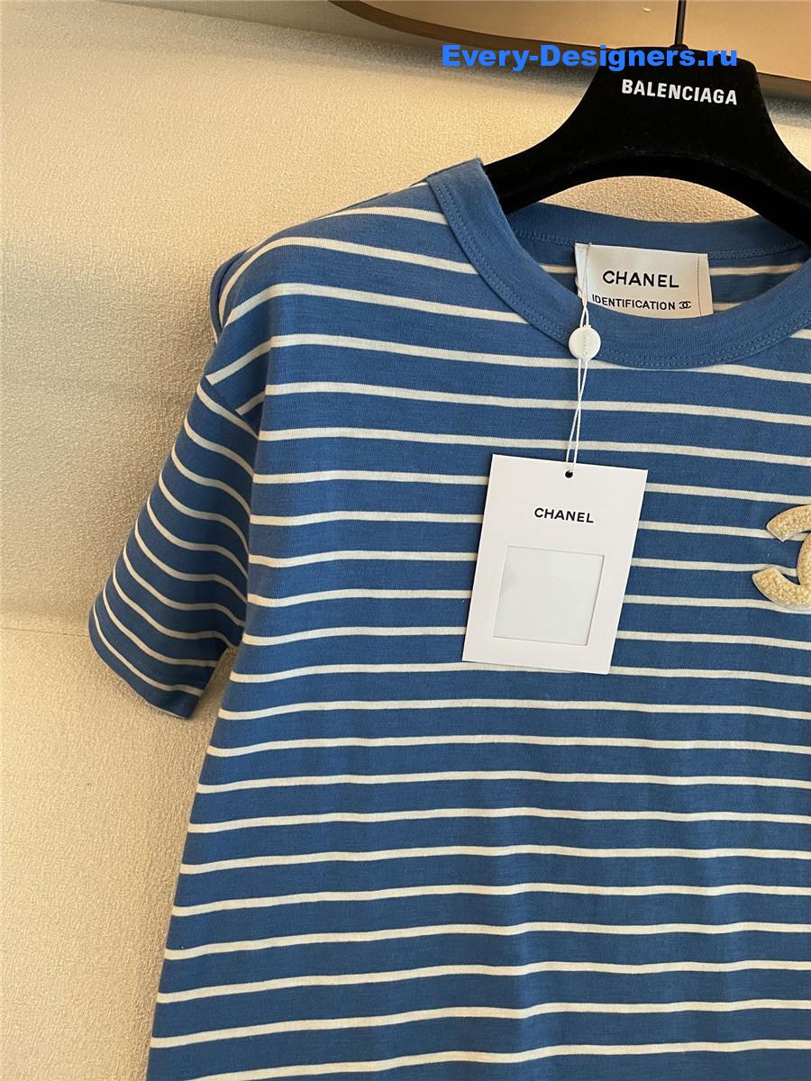Ch**el cc logo striped top
