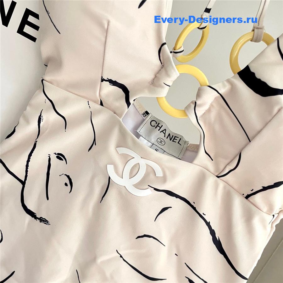 Ch**el beige cc one-piece swimwear