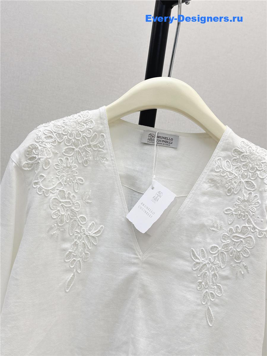 BC White Embroidered Linen Top