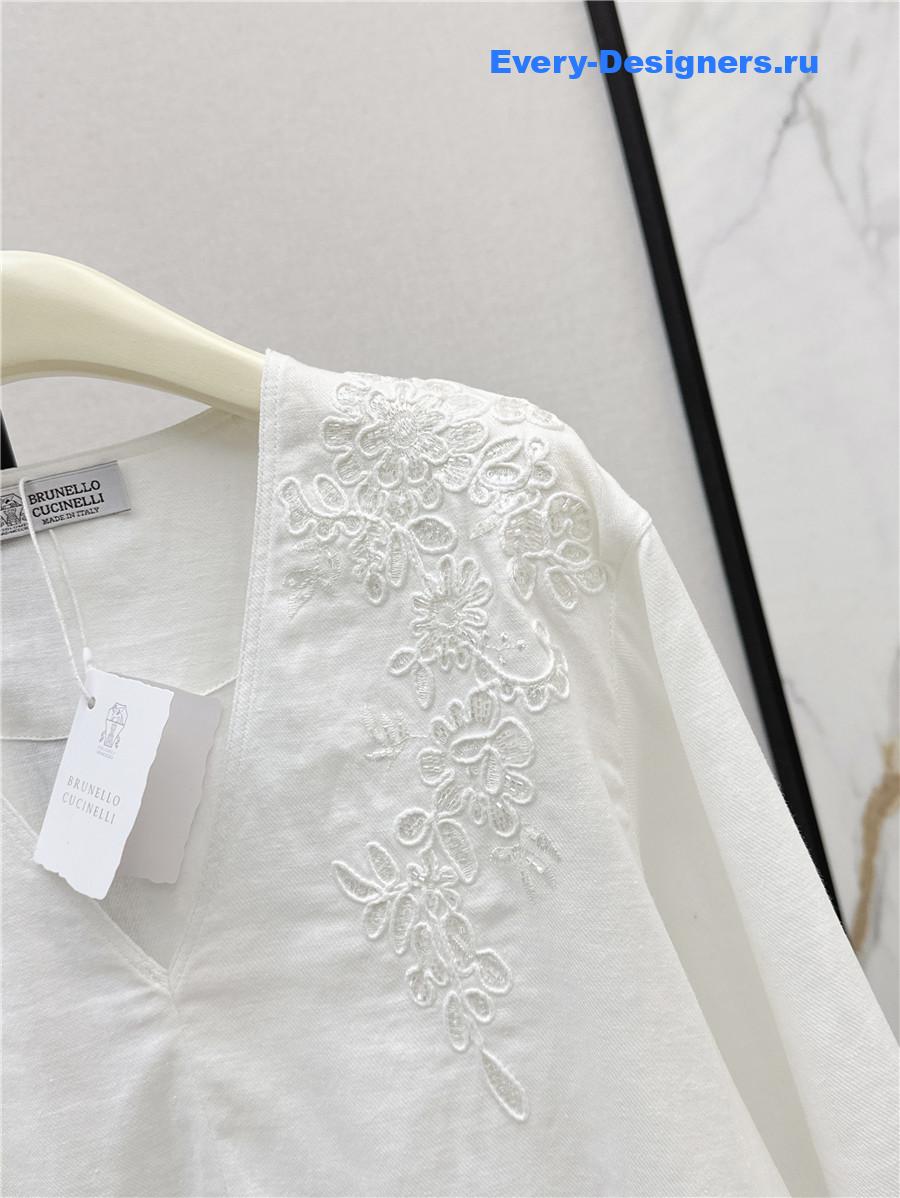 BC White Embroidered Linen Top