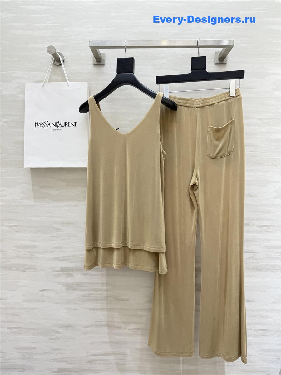 Sa1nt Lau*nt beige vest trouser suit