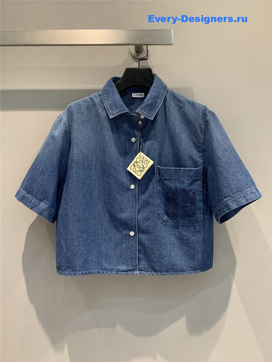 L0ew* anagram-patch blue shirt