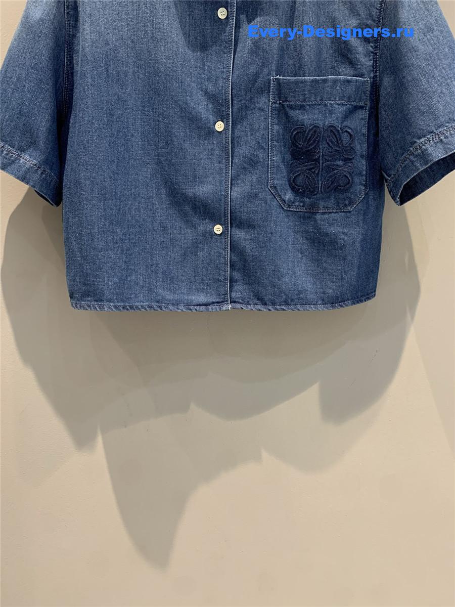 L0ew* anagram-patch blue shirt