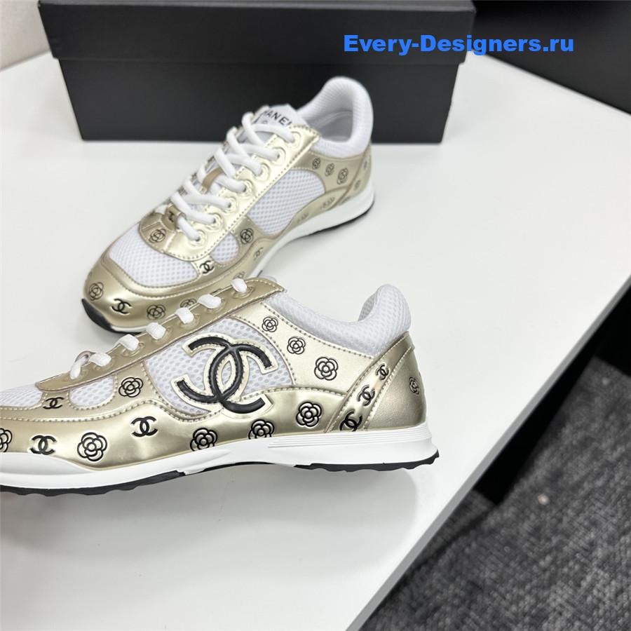 Ch**el cc logo white gold sneaker