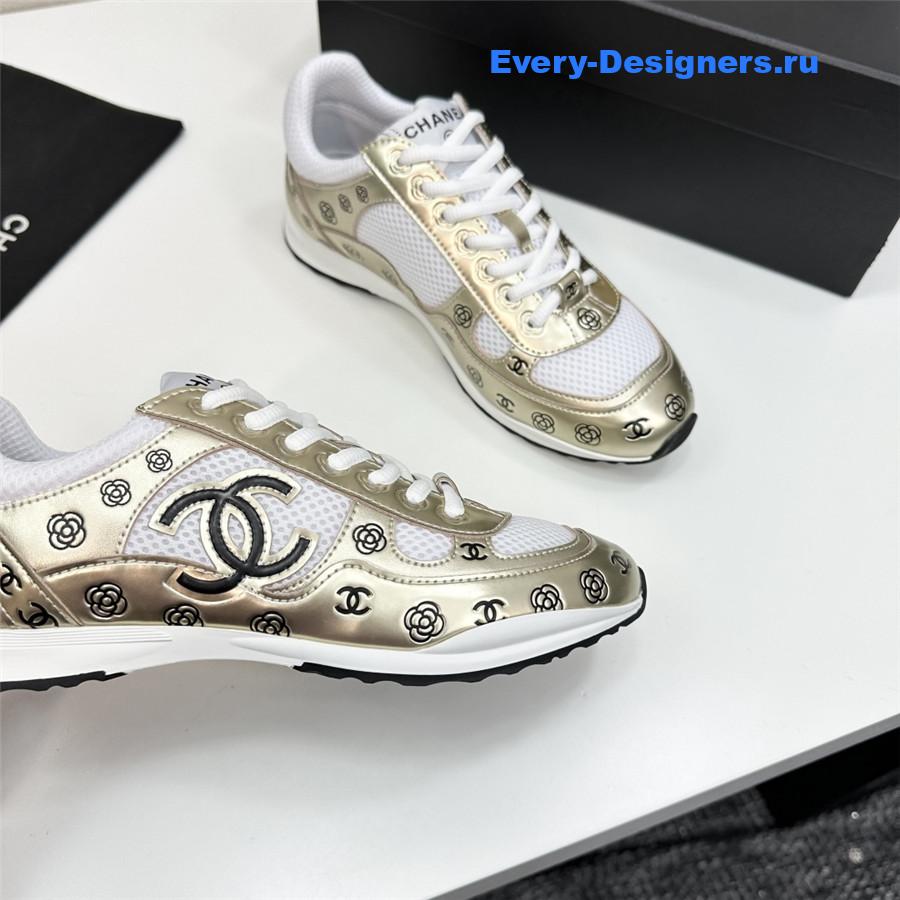 Ch**el cc logo white gold sneaker
