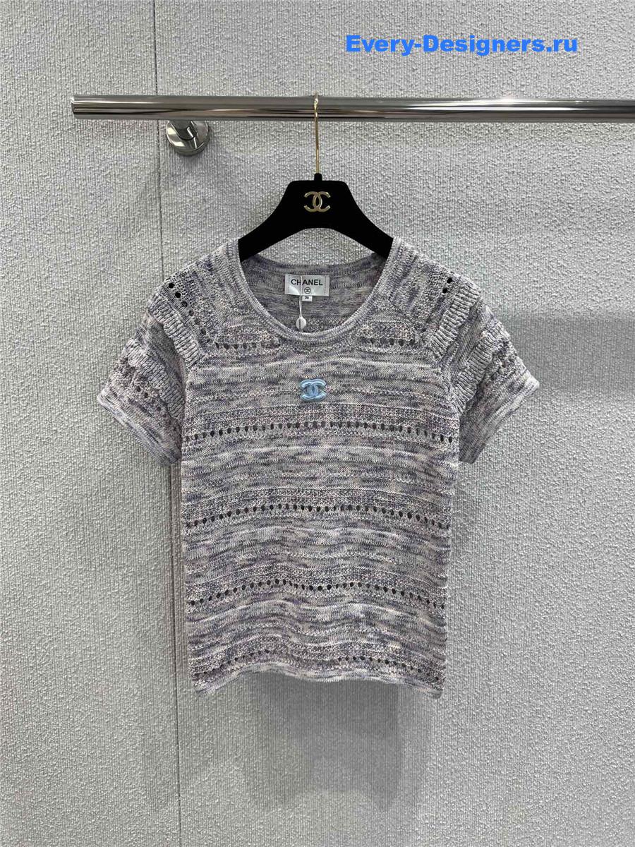 Ch**el gray striped knit top