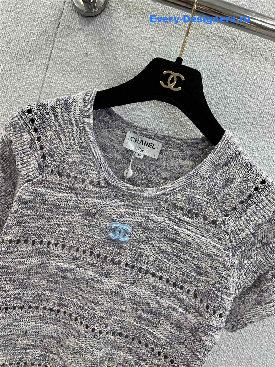 Ch**el gray striped knit top