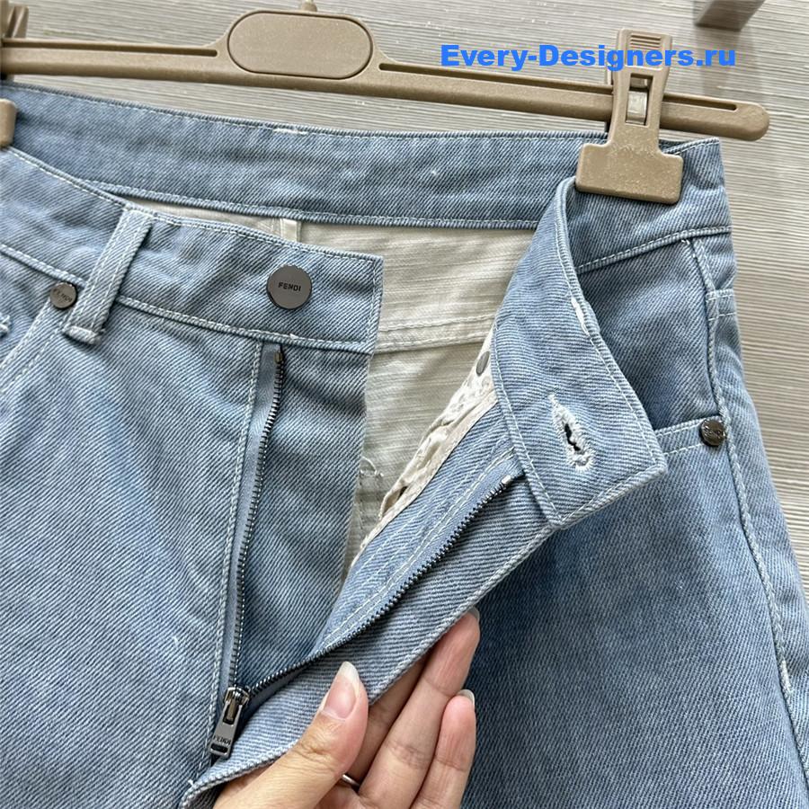 F**di ff embossed denim shorts