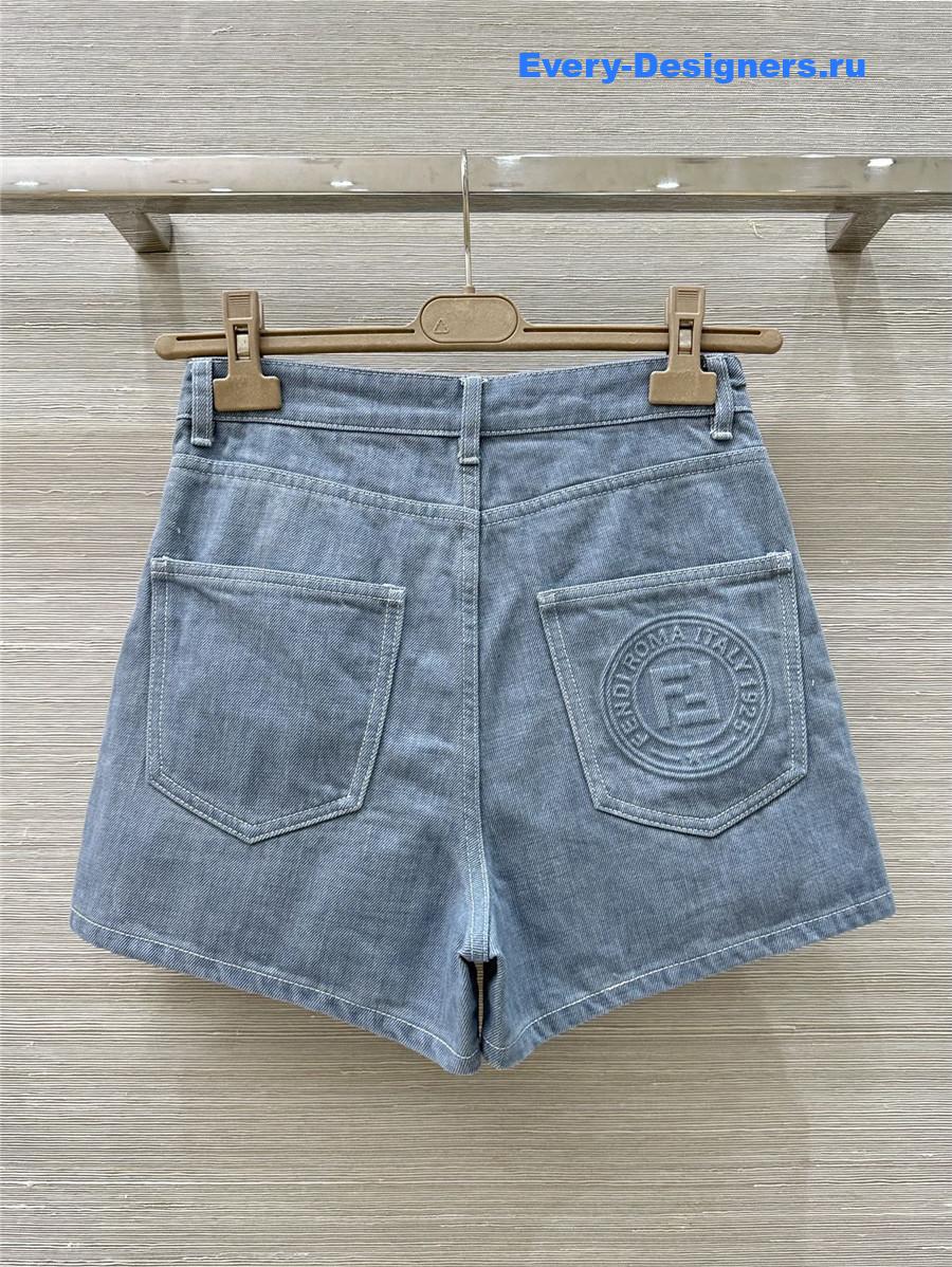 F**di ff embossed denim shorts