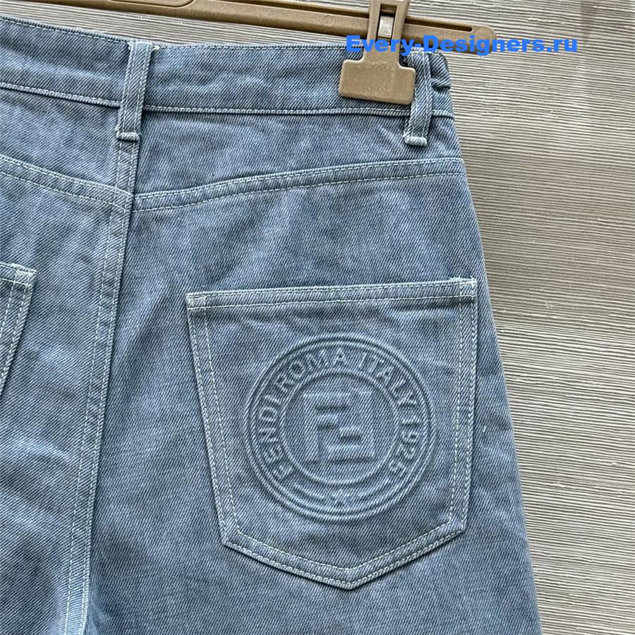 F**di ff embossed denim shorts