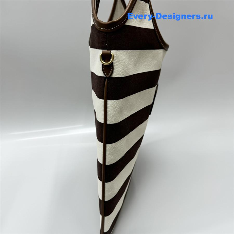 Miu Miu Ivy Brown White Striped Tote Bag