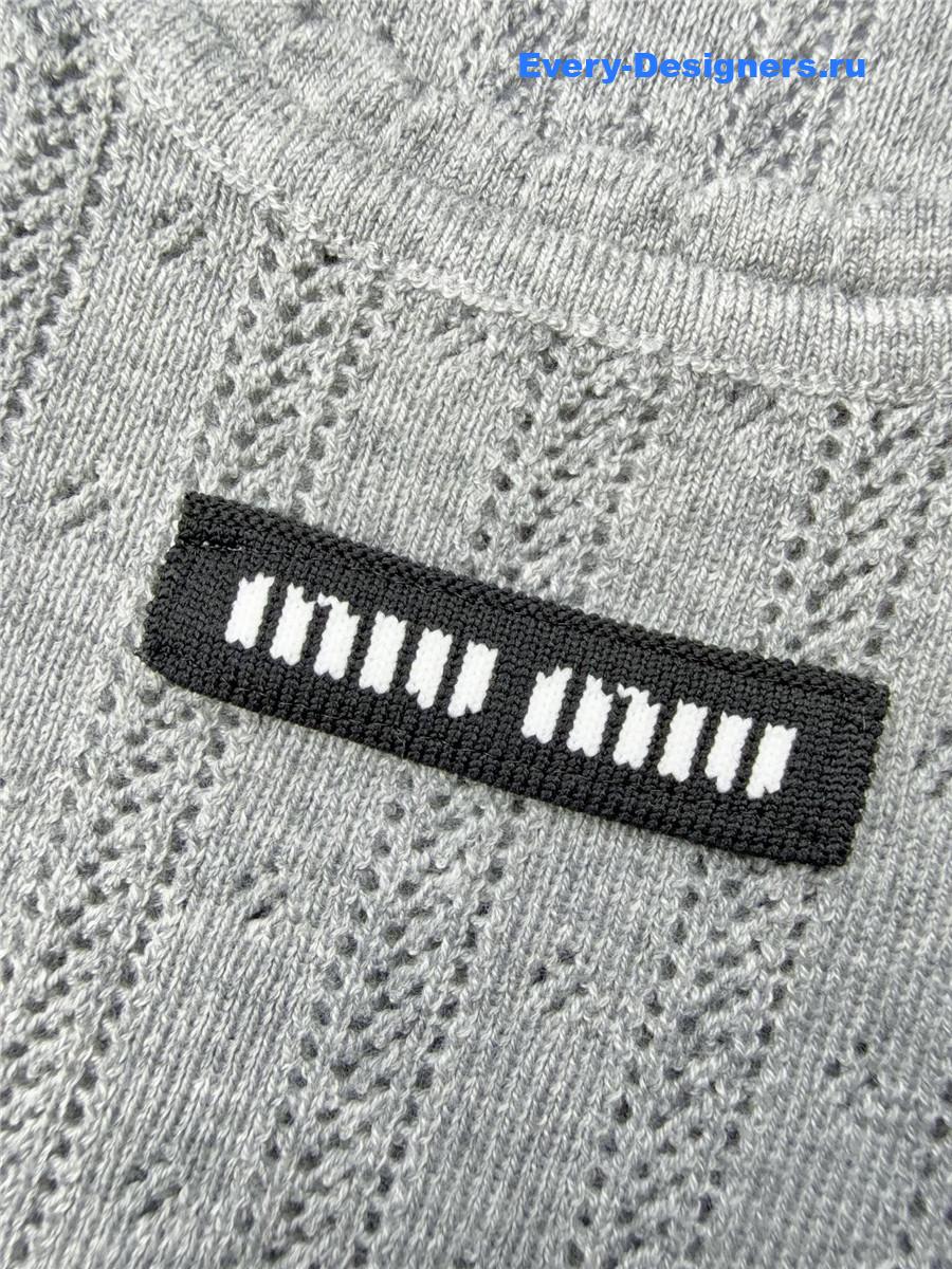 Miu Miu Gray Hollow Knit Tank