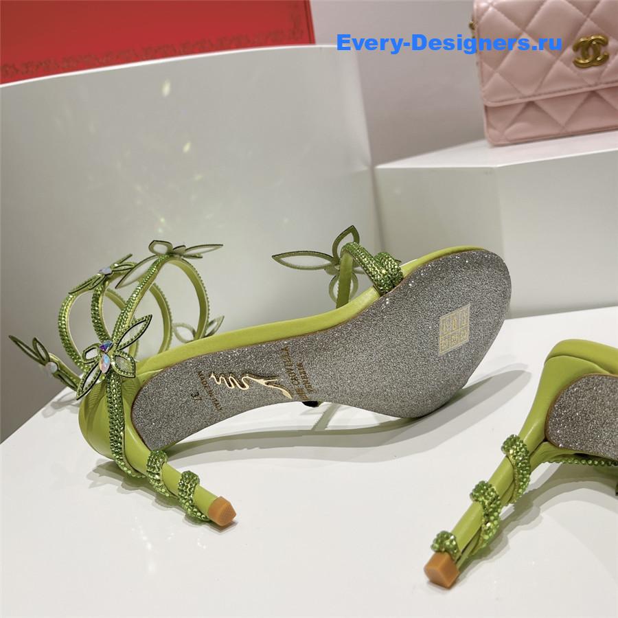 René Caovilla Margot Floral Rhinestone Sandals In Green