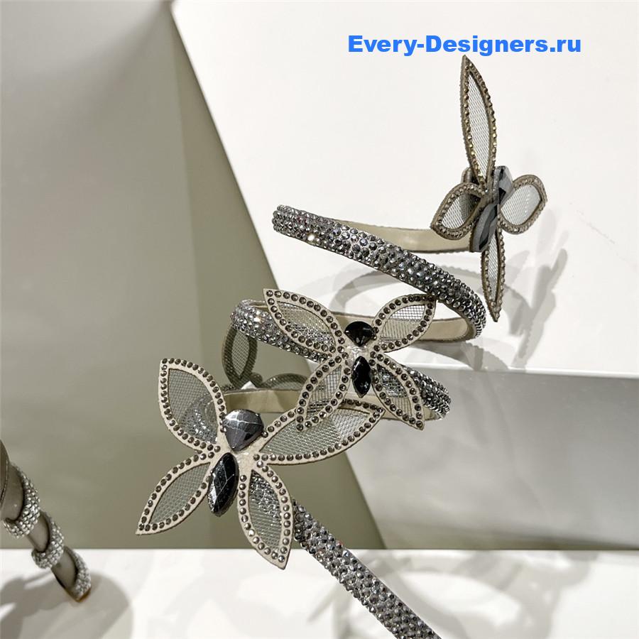 René Caovilla Margot Silver Rhinestone Sandals