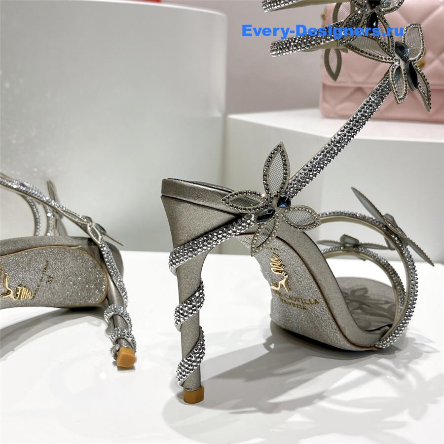 René Caovilla Margot Silver Rhinestone Sandals