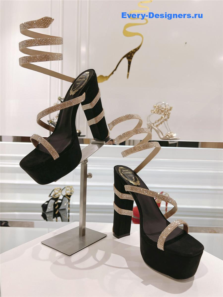 Rene Caovilla Cleo 155mm Gold Platform Sandals