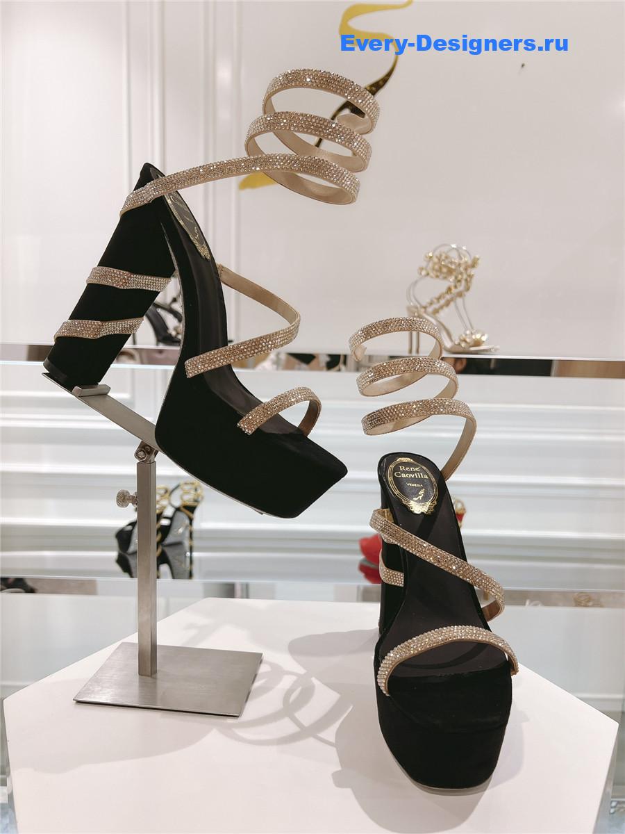 Rene Caovilla Cleo 155mm Gold Platform Sandals