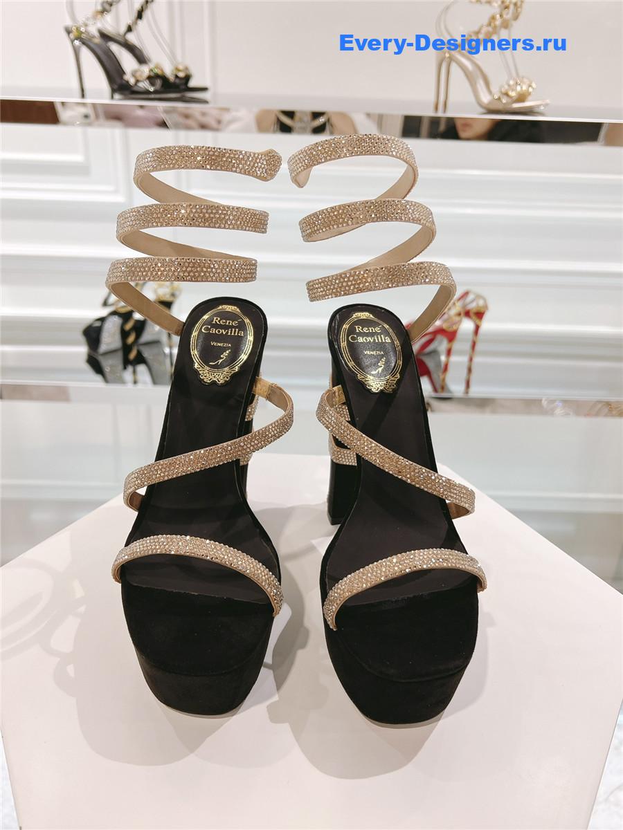 Rene Caovilla Cleo 155mm Gold Platform Sandals