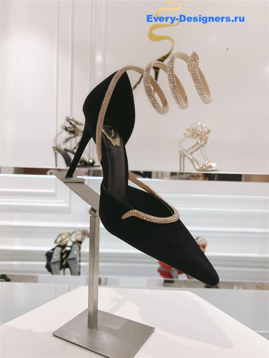 René Caovilla Cleo Black Wraparound Pumps