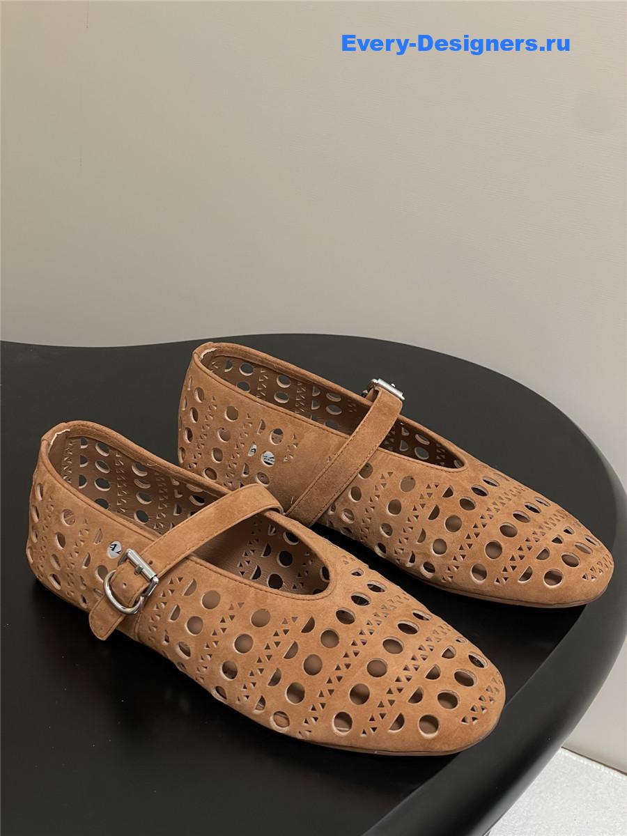 Alaïa Vienne Brown Leather Ballet Flats