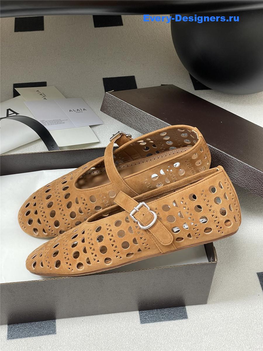 Alaïa Vienne Brown Leather Ballet Flats