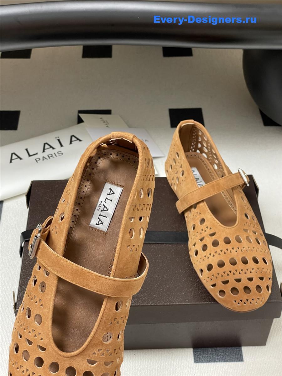 Alaïa Vienne Brown Leather Ballet Flats