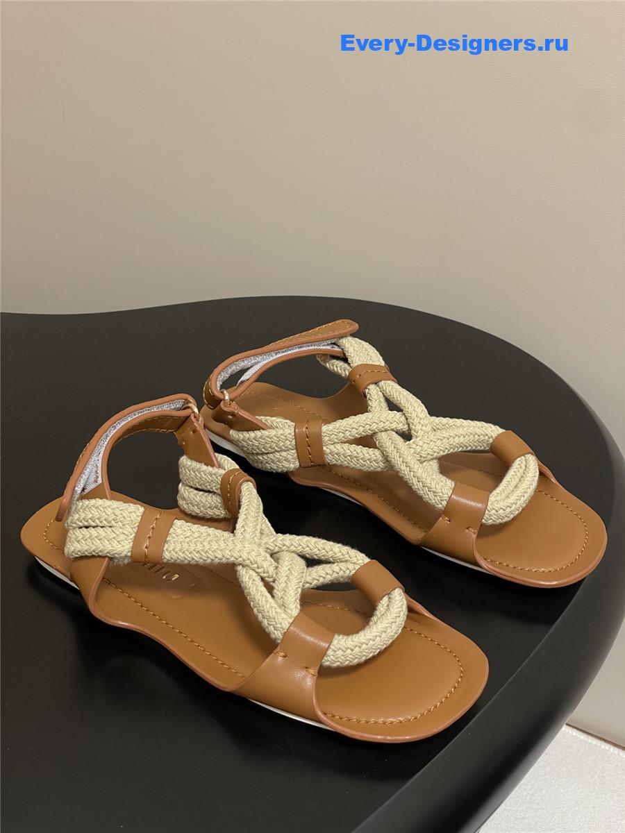 Miu Miu Brown Flat Cord Sandals