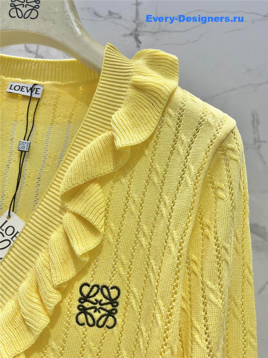 L0ew* yellow ruffled knit cardigan