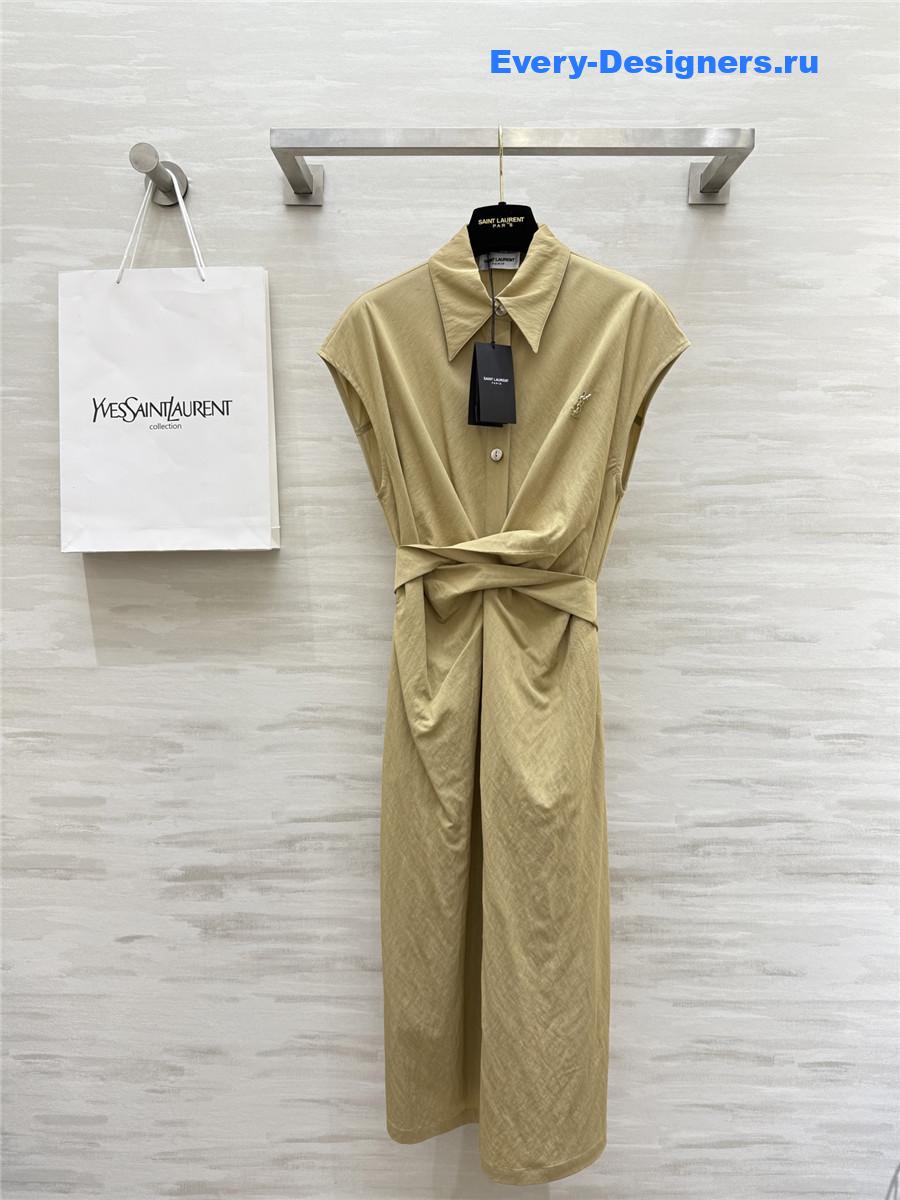 Sa1nt Lau*nt beige cotton shirtdress
