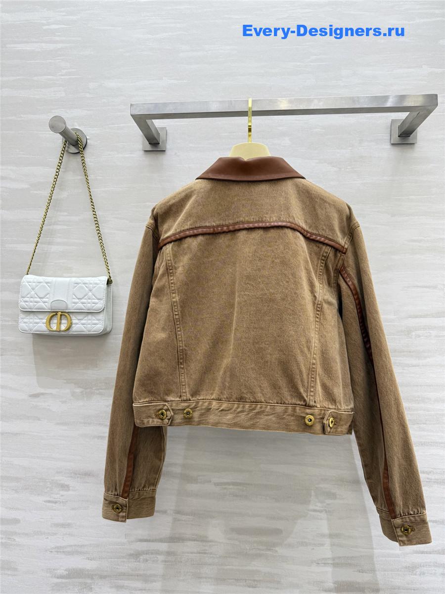 Miu Miu Patchwork Leather Denim Jacket