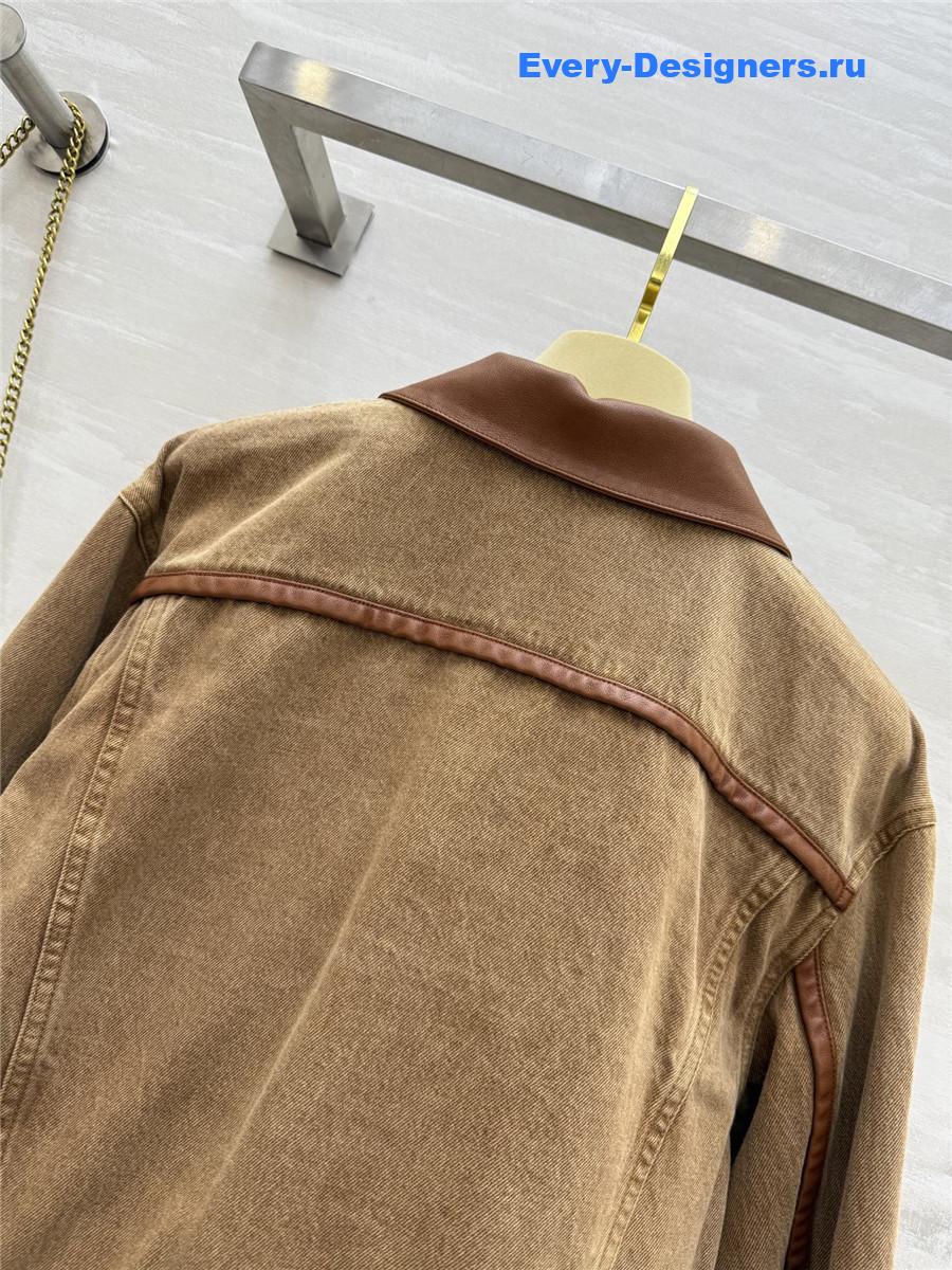 Miu Miu Patchwork Leather Denim Jacket