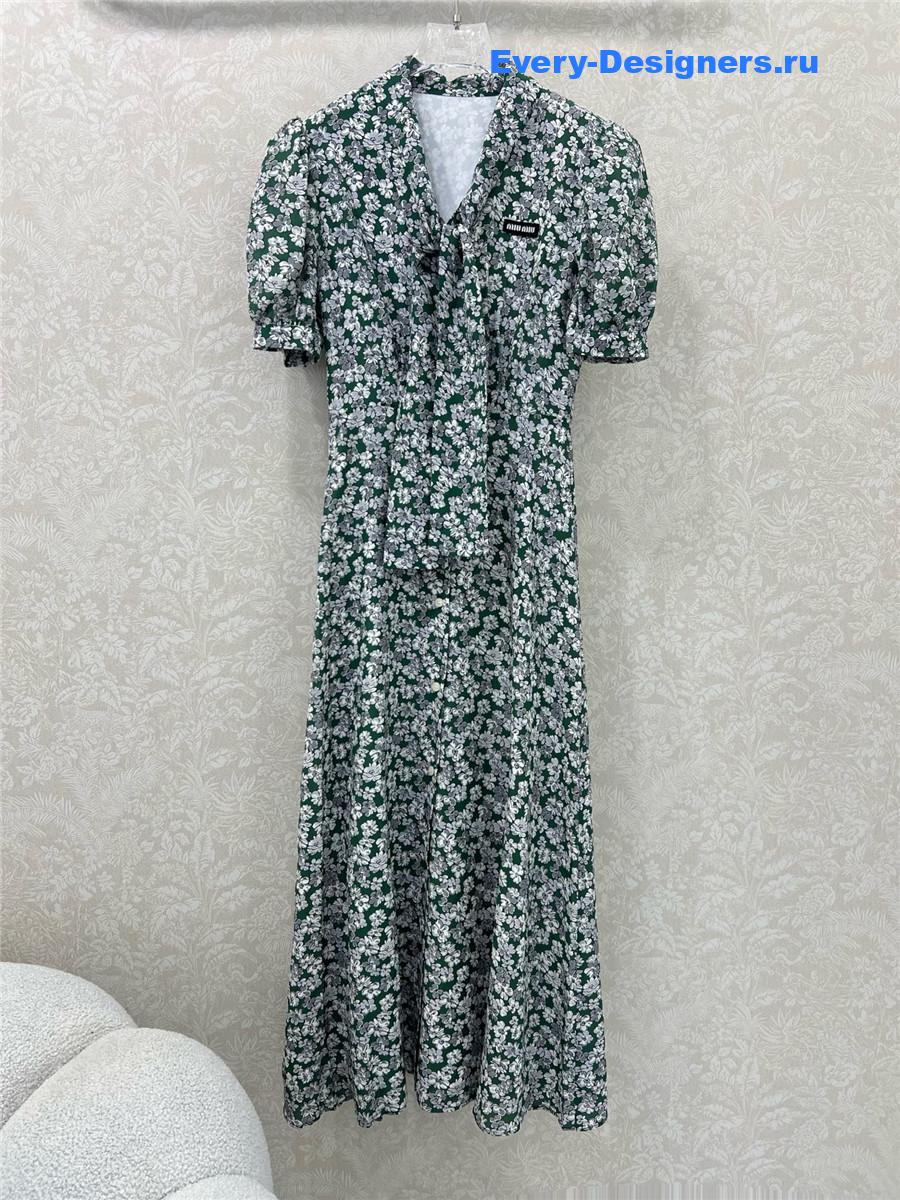 Miu Miu Floral Puff Sleeve Maxi Dress