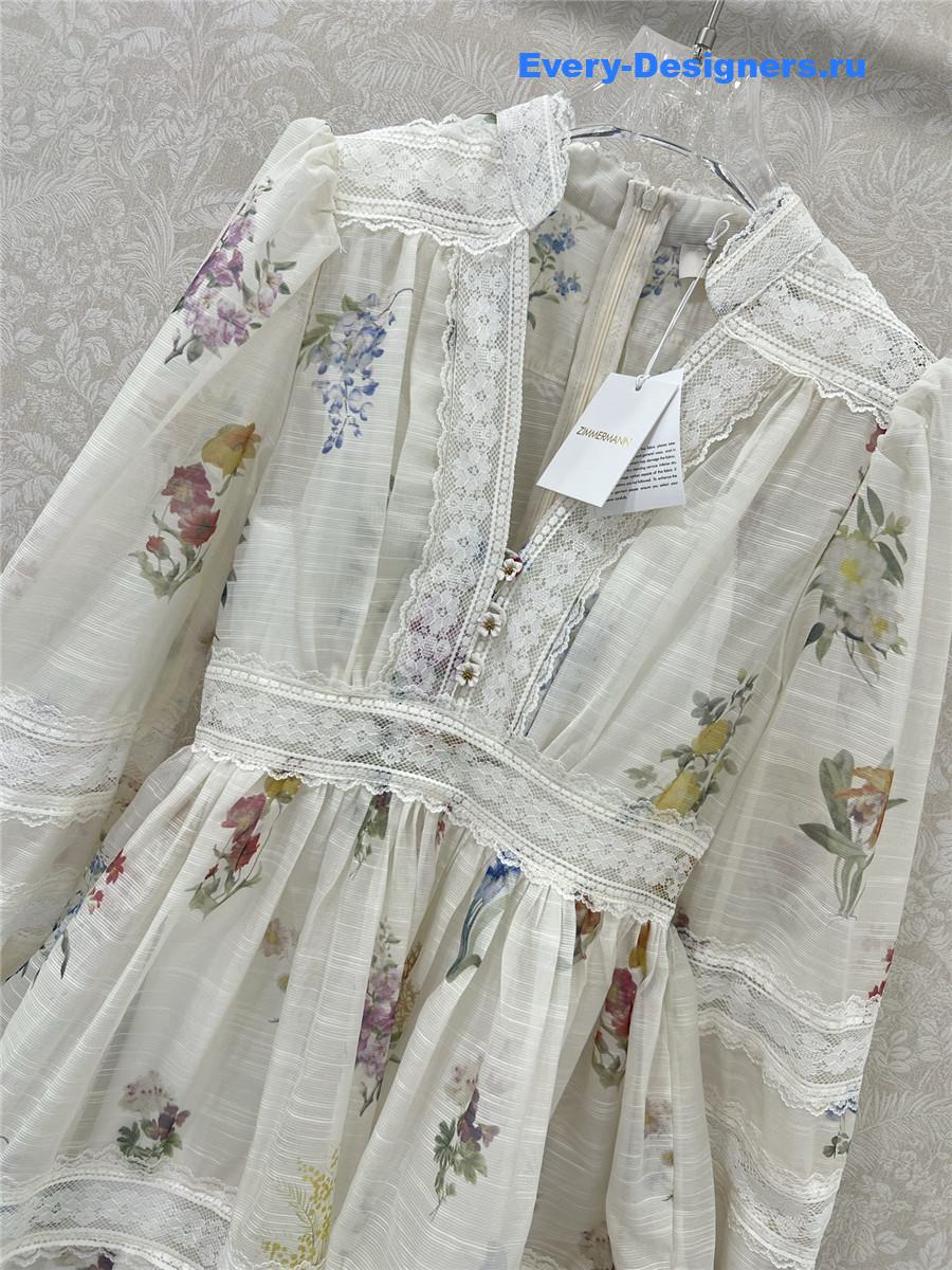 Zimm Printed Lantern Sleeve Dress