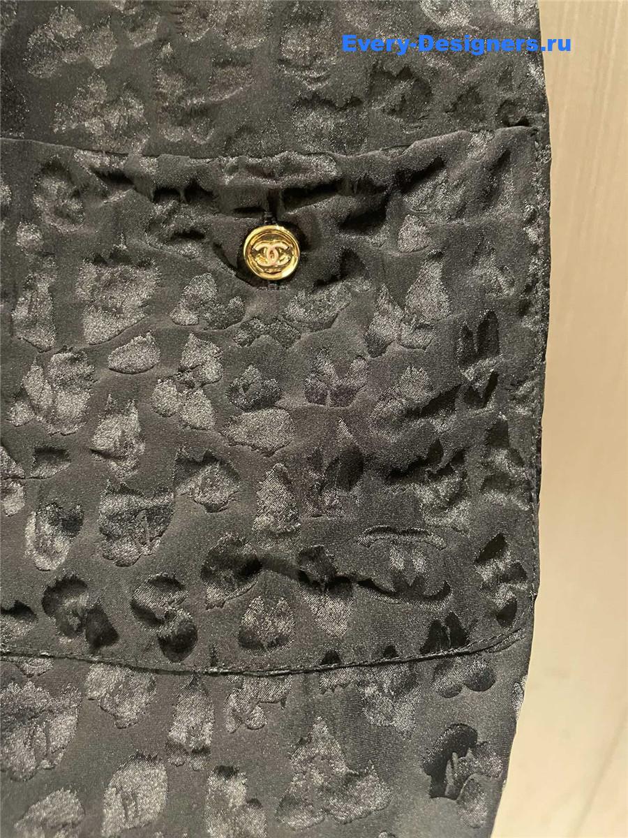 Ch**el black silk jacquard shirt