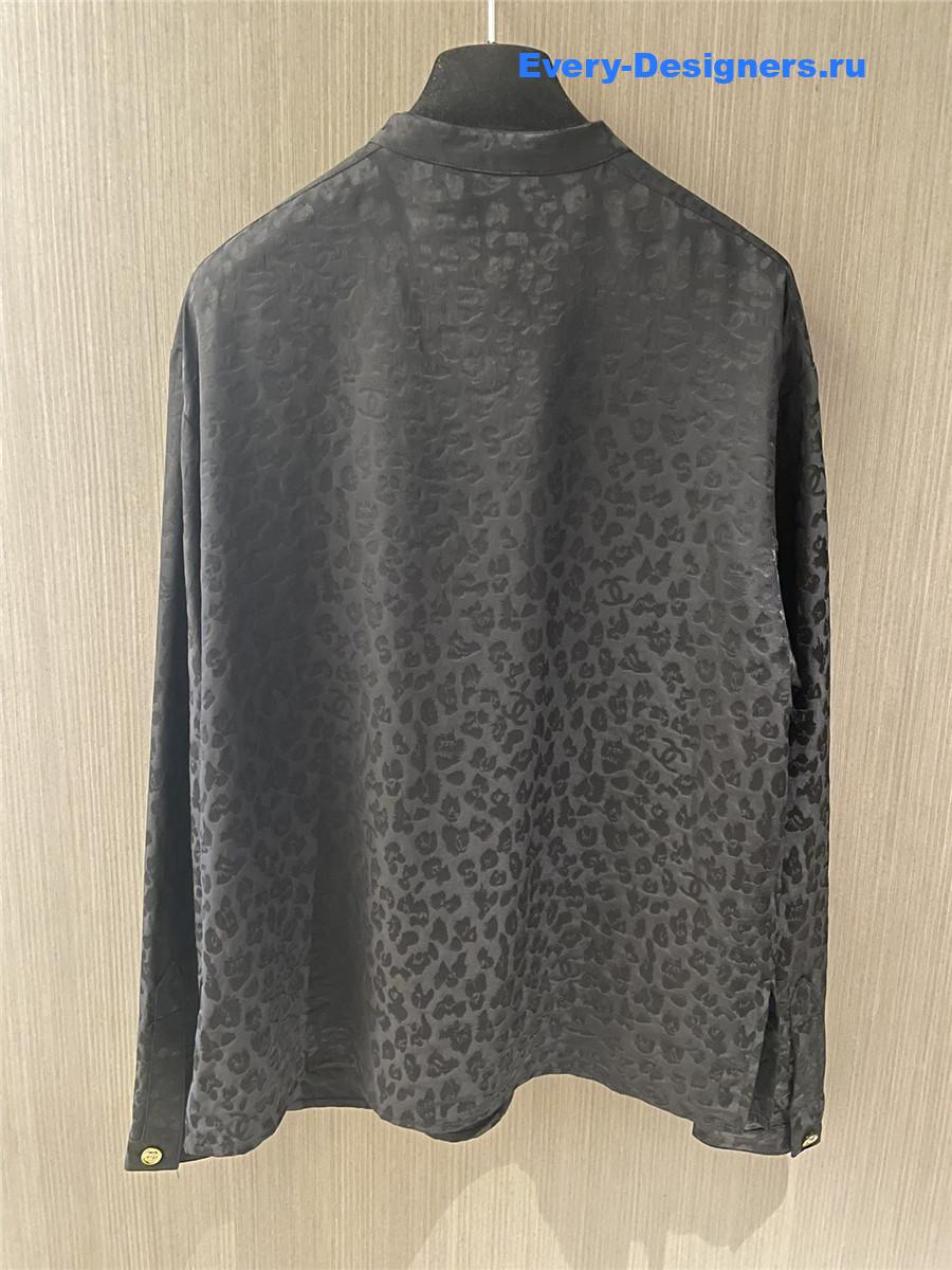 Ch**el black silk jacquard shirt