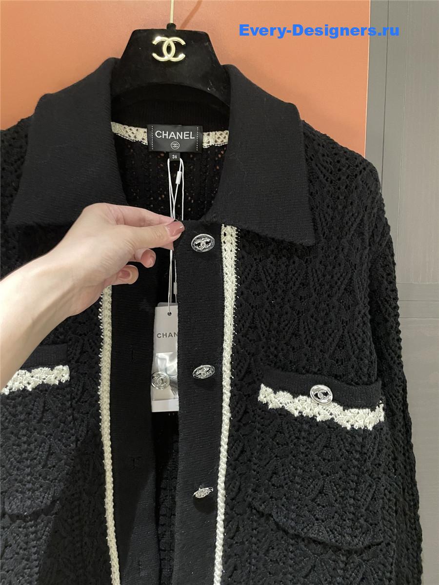 Ch**el black & white knit cardigan