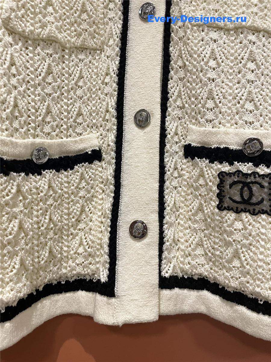 Ch**el white knit cardigan