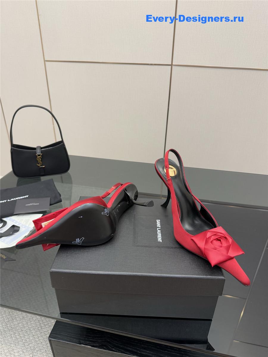 Sa1nt Lau*nt floral slingback pumps in red