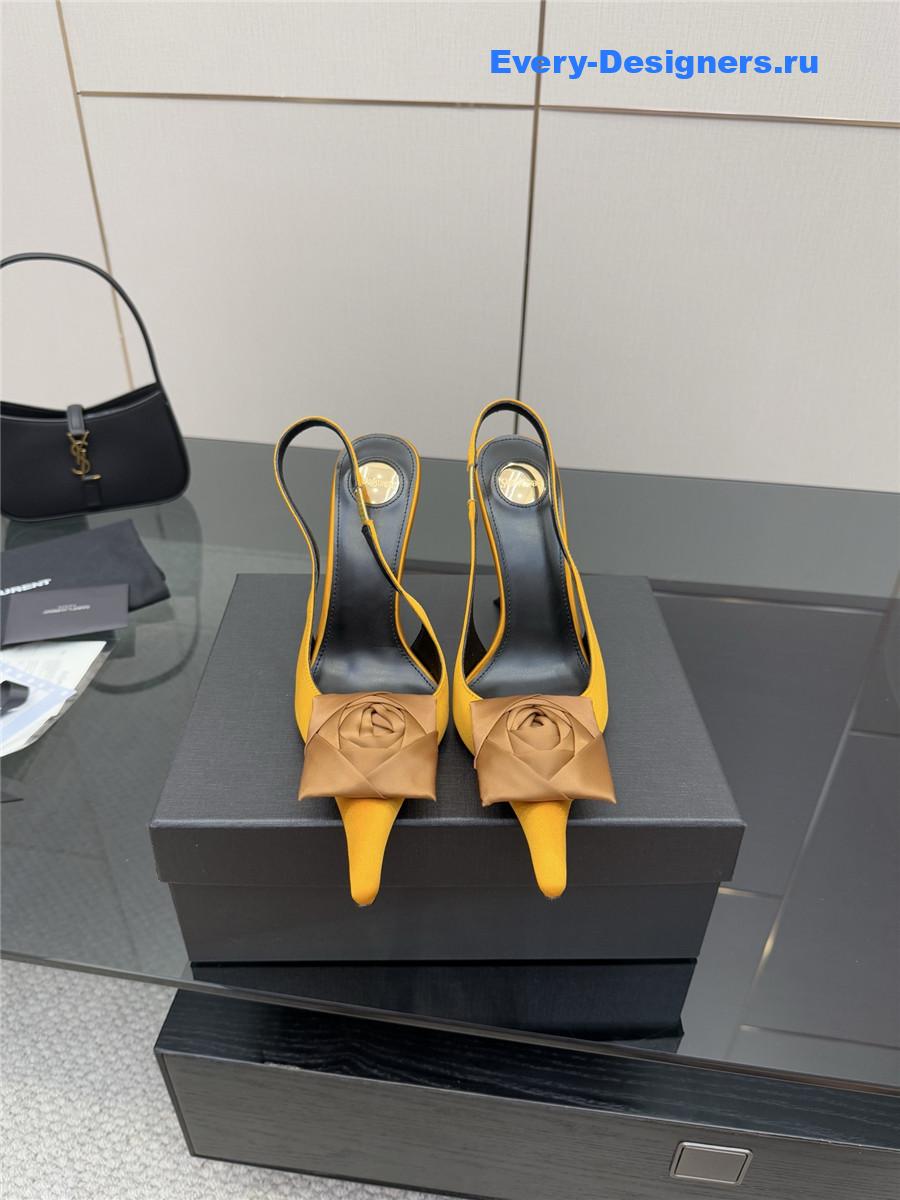 Sa1nt Lau*nt yellow floral pumps