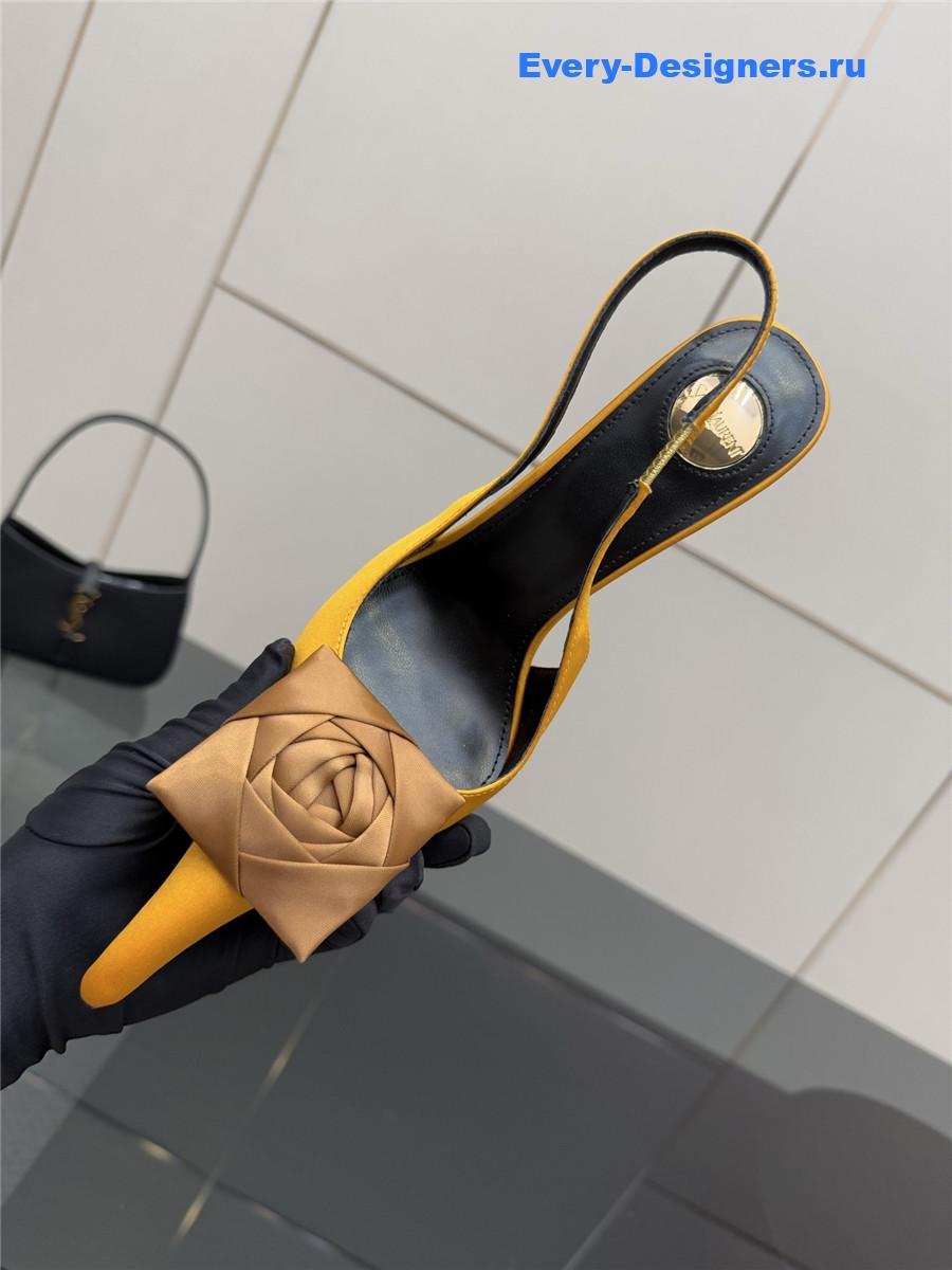 Sa1nt Lau*nt yellow floral pumps