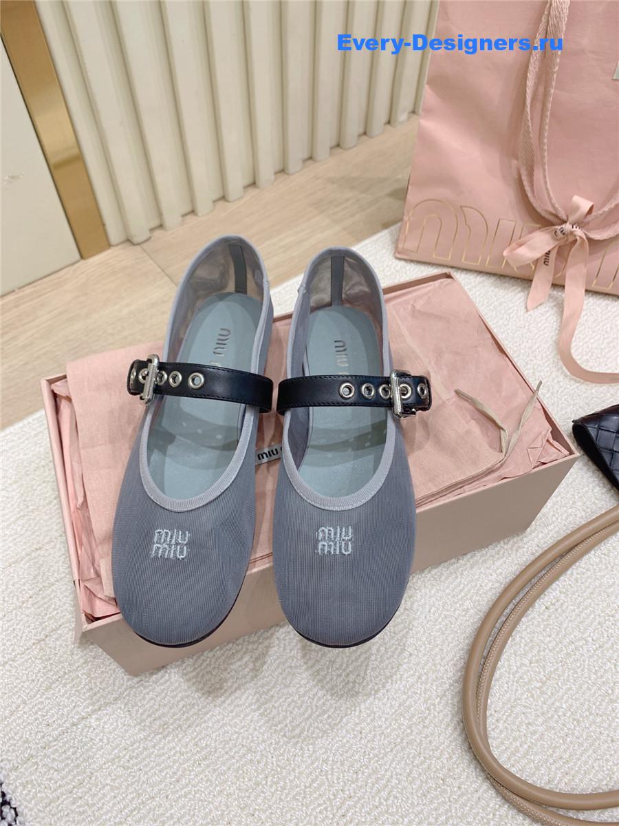 Miu Miu Gray Mesh Ballerinas