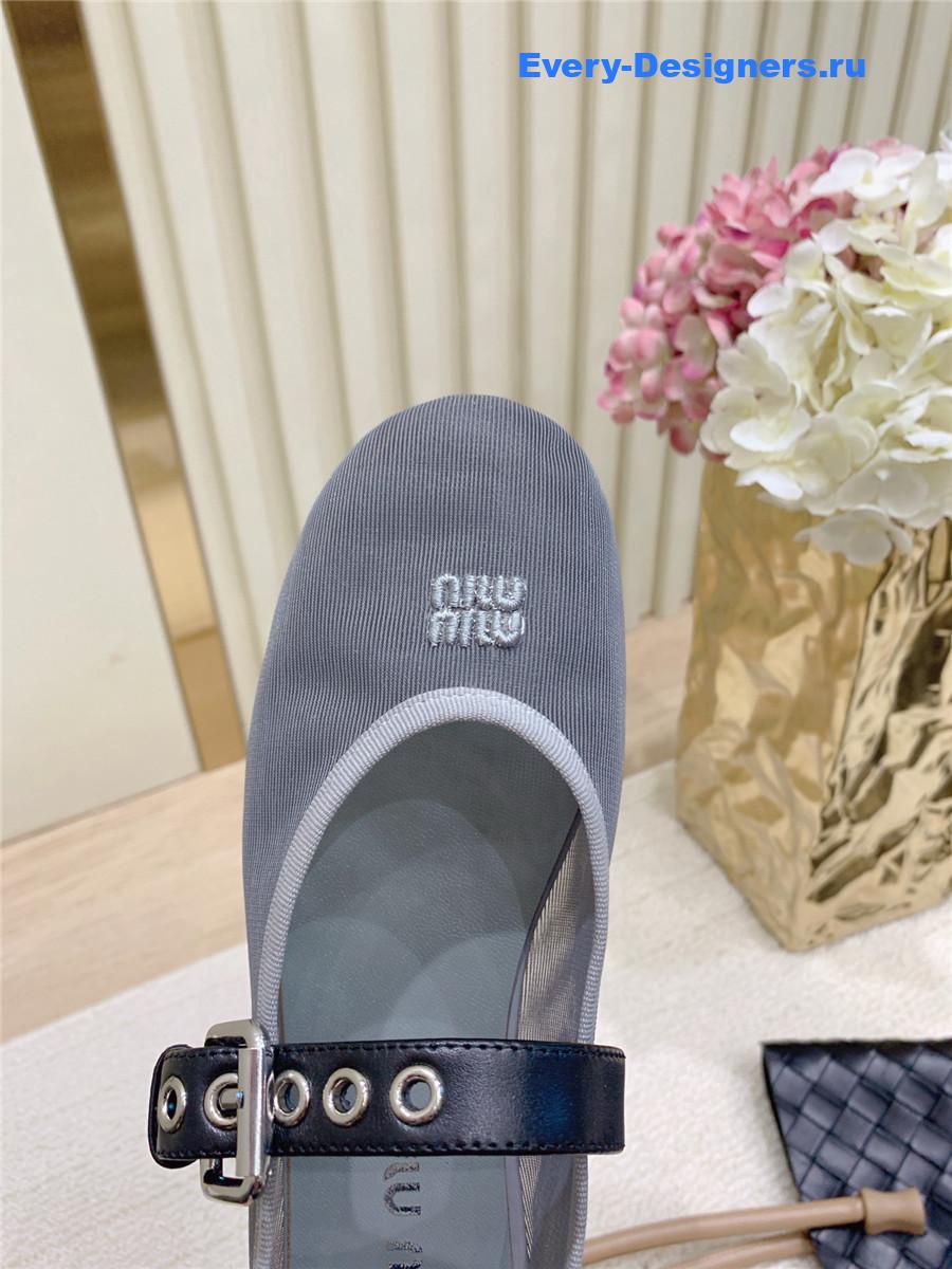Miu Miu Gray Mesh Ballerinas
